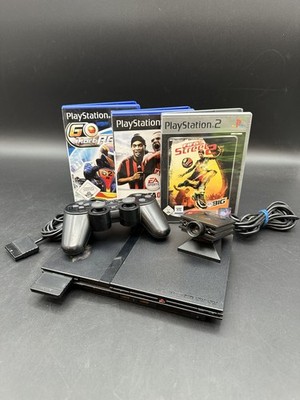   Sony PS2 Slim SCPH-75004 Schwarz Bundle + Controller + Memory Card + 3 Spiele