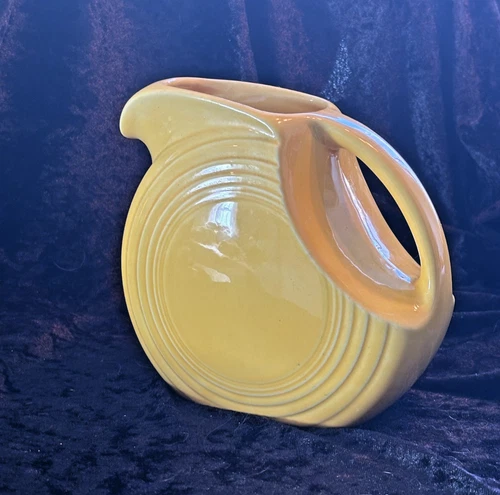 Vintage Fiestaware Homer Laughlin Yellow Disc Juice Pitcher