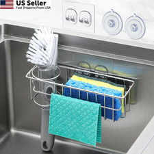 3-In-1 Sponge Holder for Kitchen Sink with Suction Cups 3-in-1, Silver