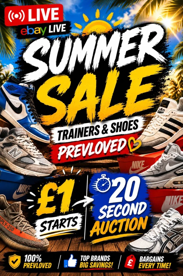 Trainers & Shoe Summer Sale 🔥 20 Seconds - £1 Start - No Reserve
