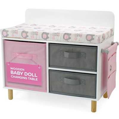 Emily Rose Wooden Baby Doll Changing Table with 3 Large 18'' Doll Clothes and ...