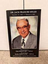 Jack Hyles Funeral Program, 2001~First Baptist Church Hammond Indiana