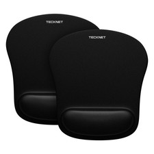 TECKNET 2 Pack Mouse Pad with Wrist Support, Ergonomic Gaming 2 PACK, BLACK