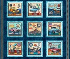 Get Your Kicks Route 66 Picture Patches Classic Car 36x44 Cotton Fabric Panel