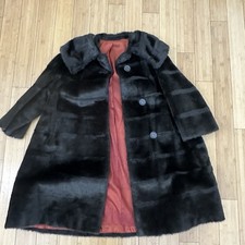 VINTAGE FAUX FUR COAT Black Women ILGWU USA