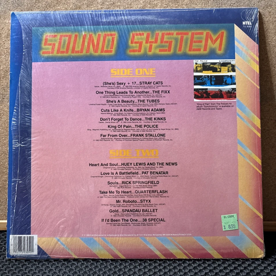 SOUND SYSTEM - THE POLICE BRYAN ADAMS THE KINKS STRAY CATS FIXX /LP 1984 K TEL - Image 2 of 4