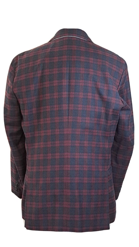 Jaqueta Blazer Masculina GANT UE 54/EUA 46 R Azul Marinho Janela Xadrez Lã/Algodão - Imagem 3 de 4