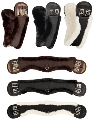 Equinate Mondgurt mit synthetischem Lammfell - Kurzgurt Bauchgurt Sattelgurt