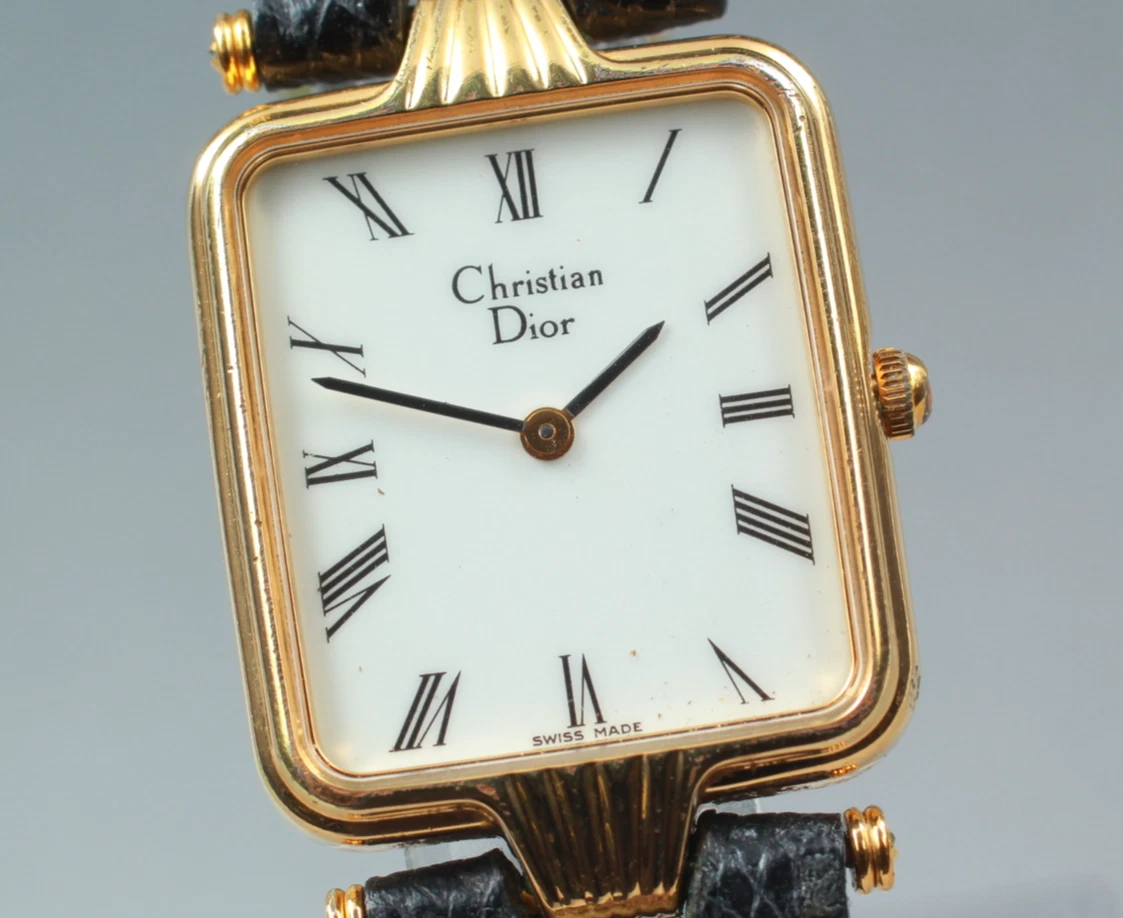 [Exc+4] Montre femme vintage Christian Dior 3012 25 mm cadran blanc romain quartz 