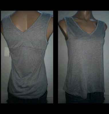Awake Heather Grau Sm Klein Leicht V-Ausschnitt & Rücken Damen Tank Top Shirt