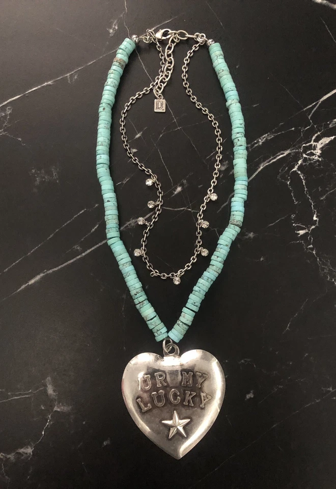 DANNIJO UR My Lucky Layered Turquoise & Crystal Chain Statement Pendant Necklace