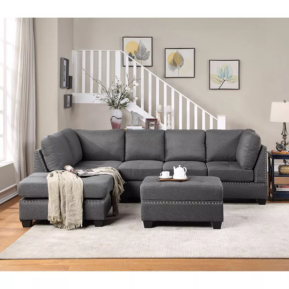 Sectional Sofa Reversible Chaise Lounge L Shape Couch Storage