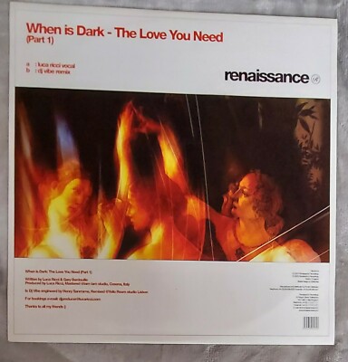 When Is Dark - The Love You Need (Part 1) 12'' Vinyl  RENX016