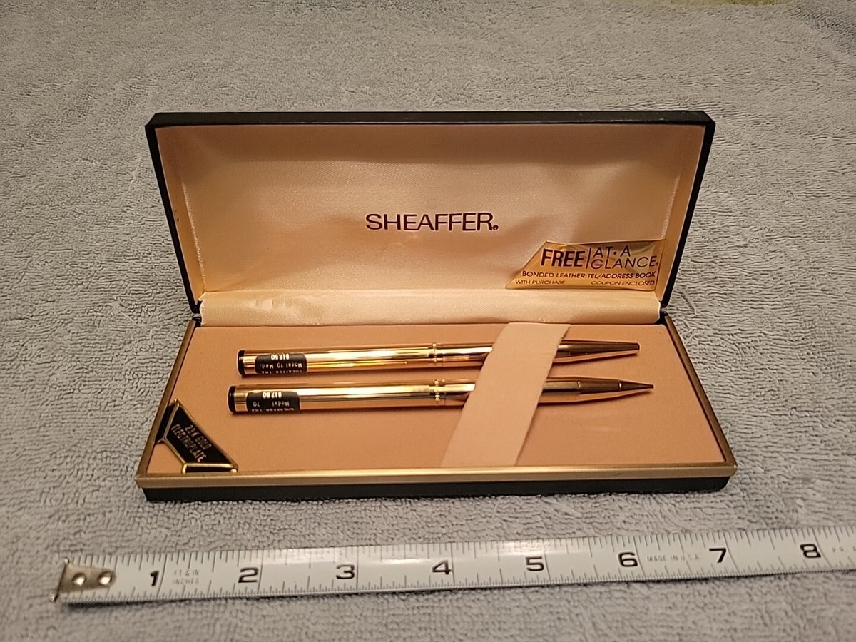SHEAFFER PEN & PENCIL SET 23K GOLD ELECTROPLATE TRZ MODEL 70 USA