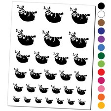 Sloth Hanging on Tree Branch Temporary Tattoo Water Resistant Set