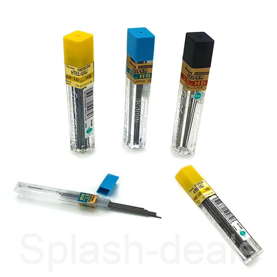 Pentel Mechanical Pencil Lead Refills Hi-Polymer - HB 2B 2H B 4B - 0.5 0.7 0.9mm