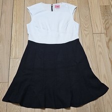 Kate Spade New York Black White Color blocked Fit Flare Midi Dress