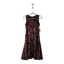 Tommy Hilfiger Floral Embroidered Fit & Flare Dress Navy Pink 2 Sleeveless