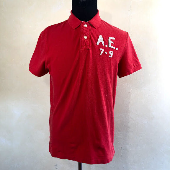 american eagle red polo shirt