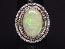Silver 925 Australian opal ring, 3.6 carat opal stone IMPRESSIVE SIZE GREAT FIRE