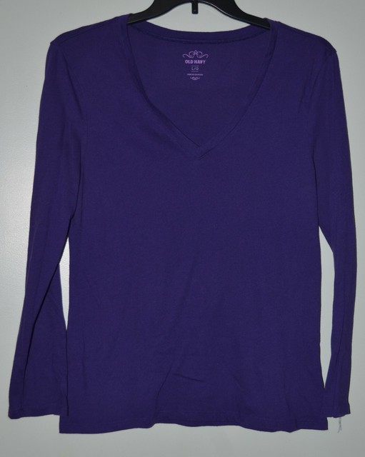 Old Navy Womenâs Royal Purple Long Sleeve V-Neck Shirt Size: Large | eBay