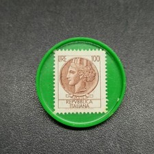 Gettone di Necessità con Francobollo 100 Lire Siracusana - Verde Chiaro Pieno