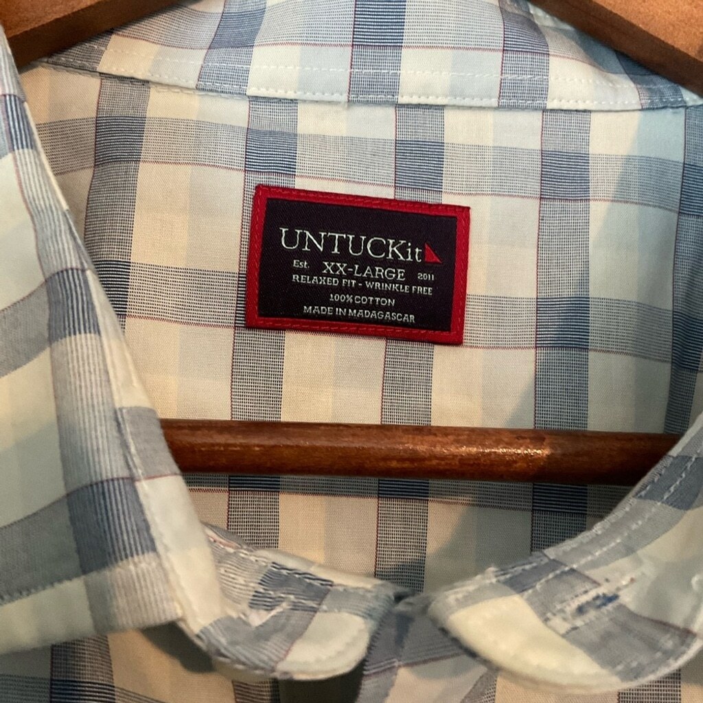 Untuckit Blue Plaid Button Down Collared Shirt Si… - image 4