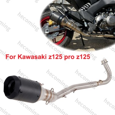 Full Exhaust System For Kawasaki Z125 PRO 2013-2024 Carbon Fiber Muffler Loud