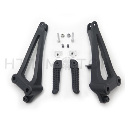 HTTMT Black Rear Footrest Foot Pegs Brackets For 2009 2010 2011 Yamaha YZF-R1