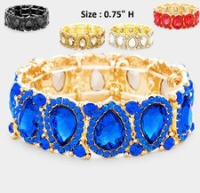 Teardrop Crystal Cocktail Stretch Bangle Bracelet Wedding Party Prom Rhinestone