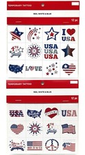 Imagin8 JULY 4th PATRIOTIC Temporary Tattoos - 12pcs per pack