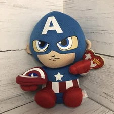 TY Beanie Baby 6" CAPTAIN AMERICA (Marvel) Plush Stuffed Animal Toy