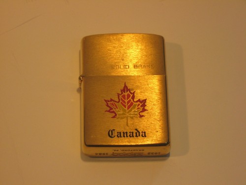 Zippo Lighter Solid Brass Canada Maple Leaf 1932-1984 USA
