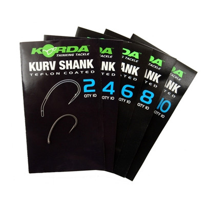 Korda Kurv Shank Barbed or Barbless Hooks NEW Carp Fishing Hook *ALL SIZES*  UK