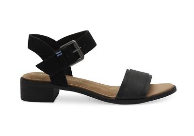 TOMS Sandale Camilia Black Leather with Suede Sandale Ballerina Sommerschuhe