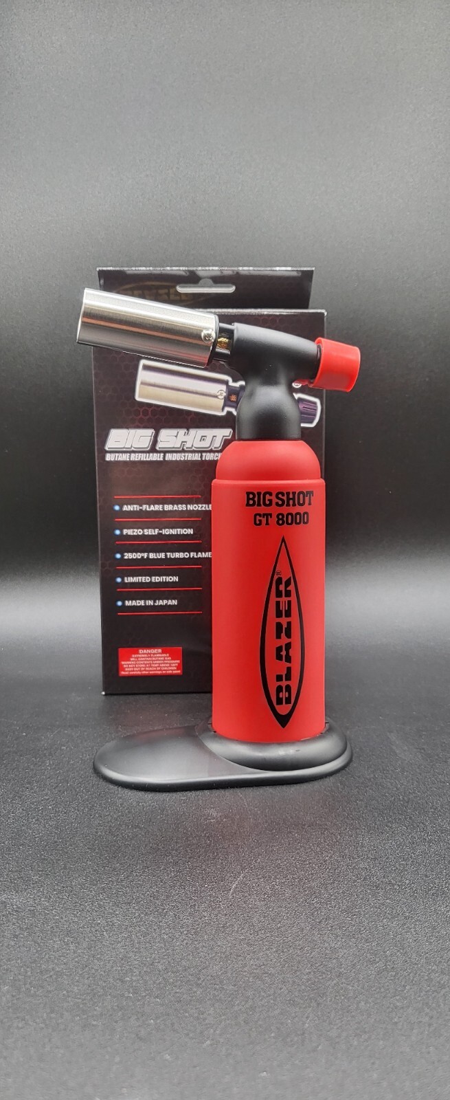 Blazer Big Shot Torch Lighter GT8000 - Limited Edition Red With Glow Logos - NEW-image