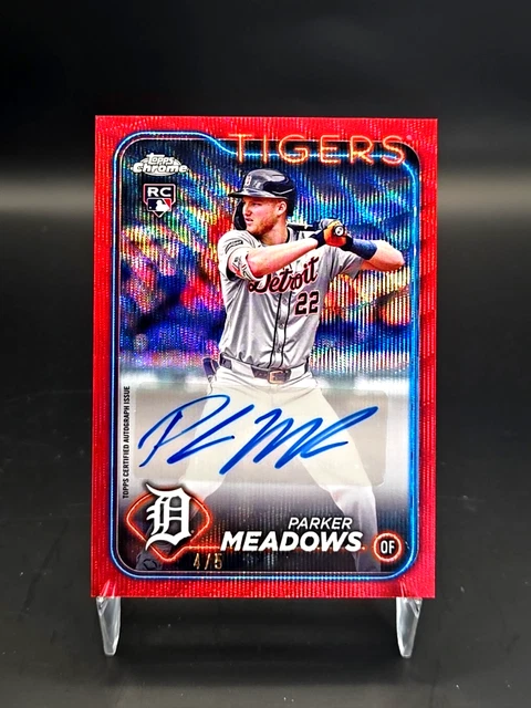 2024 Topps Chrome Parker Meadows Red Wave Auto /5 Rookie RC SP SSP Tigers