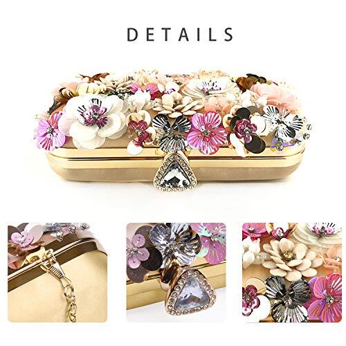 Women Clutches Flower Evening Handbag Chain Strap Shoulder Bag Gold eBay