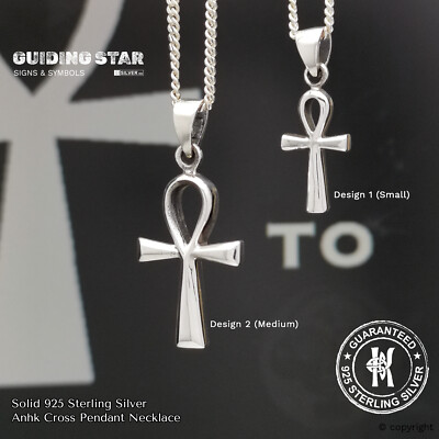 Thick Ancient Egyptian Ankh Cross Pendant Solid Sterling Silver Free Engraving