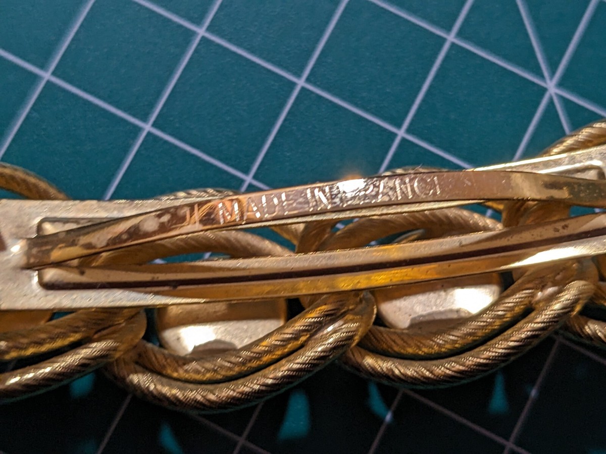 Vtg Hair Clip Barrette Gold Tone Braided With Multicolor  display picture 1