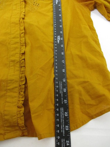 J Crew Blouse Womens Small Button Up Puff Short Sleeve Orange Cotton Striped - Picture 6 of 12