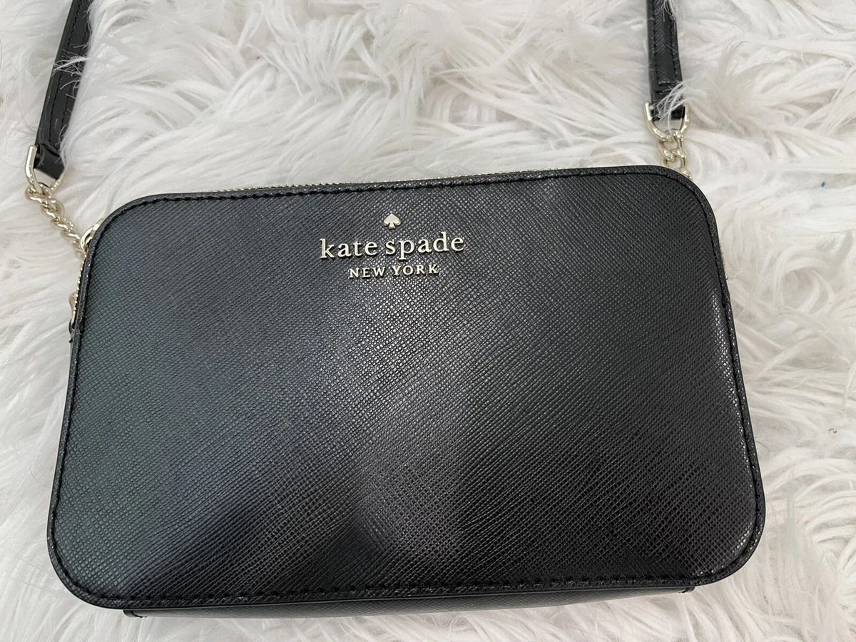 Kate Spade Black Leather Zipper Crossbody Purse Shoulder Bag Cross Body  Small