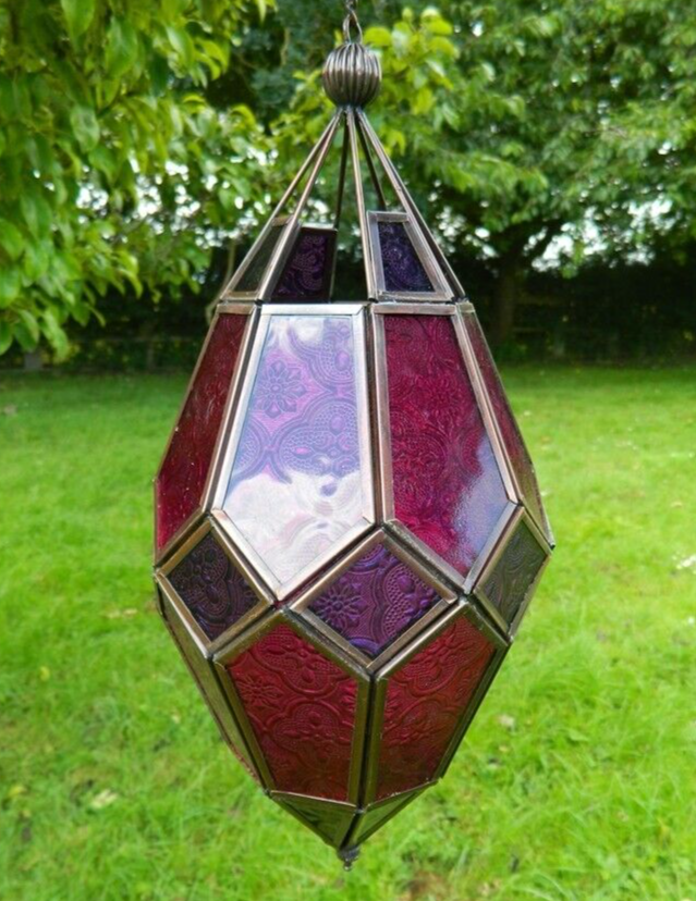 Moroccan Lanterns - Large Hanging Pendant Purple/Pink