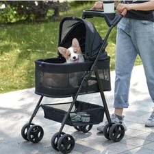 Luxury 3 in 1 Folding Dog Cat Stroller Pet Carrier Car Seat S M Animal 35 LBS