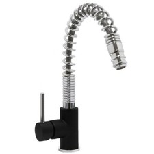 Mini Pro Chrome Black Single Lever Pullout Spout Kitchen Sink Mixer Tap MZ1009B
