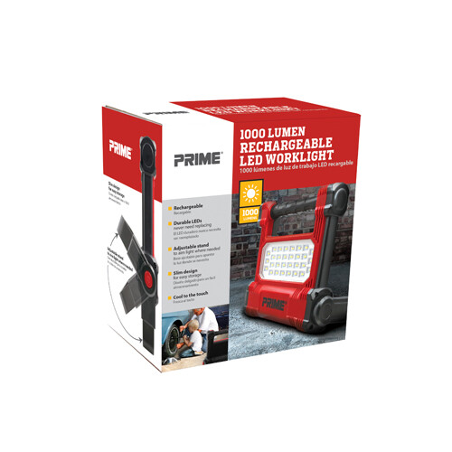 Prime® LEDRS01 Ultra LED Portable Worklight 1000 Lumen Rechargeable AC/DC Switch