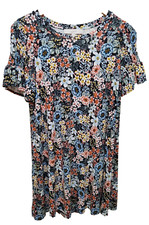LOFT Multi color floral Dress Ruffle short sleeve perfect for Spring!