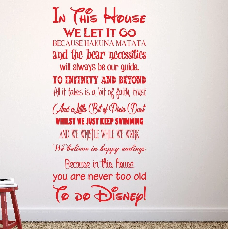 We Do Disney House Rules | Vinilo pegatina de pared cita calcomanía para niños