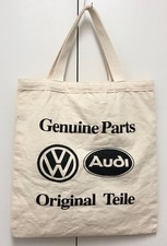 Vintage Vw Audi Canvas Tote Bag W Logos By Fabriko - Made In Usa - 14 X 13
