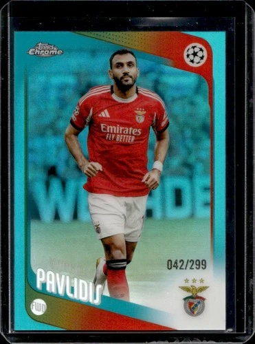 2025-26 Topps Chrome UEFA CC Vangelis Pavlidis Teal Refractor #/299 Benfica